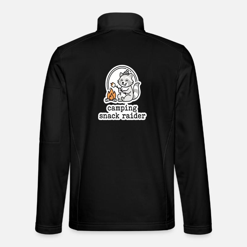 Camping Snack Raider Raccoon Motif - Unisex Softshell Jacket - black