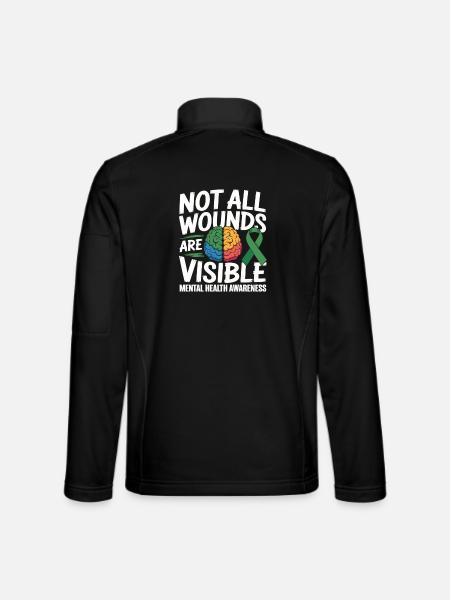 Toutes les blessures ne sont pas visibles – santé mentale - Veste en tissu softshell Unisexe - noir - Dos