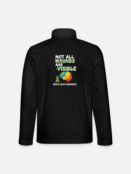 Toutes les blessures ne sont pas visibles – santé mentale - Veste en tissu softshell Unisexe - noir - Dos