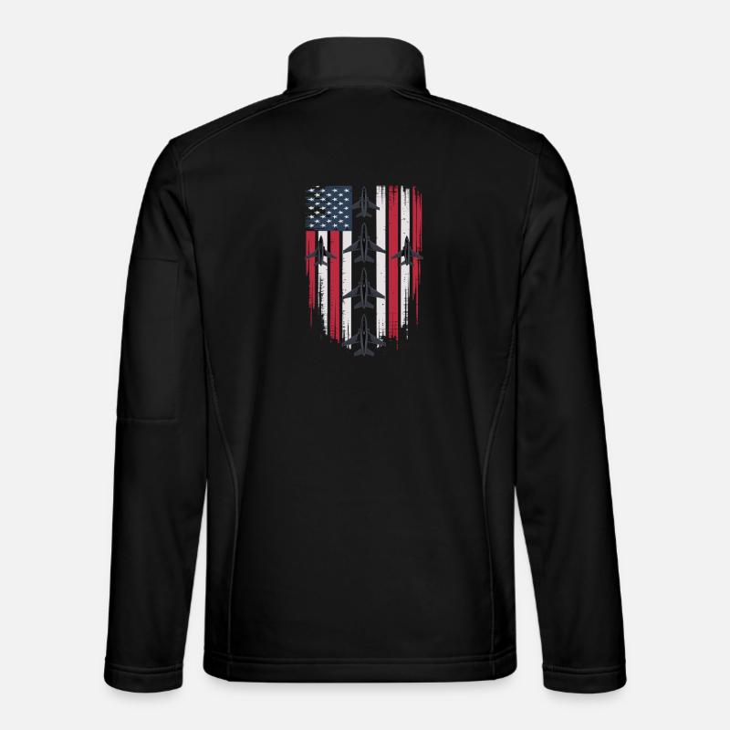 Jet Fighter USA Flag – Pilot Airplane Unisex Softshell Jacket