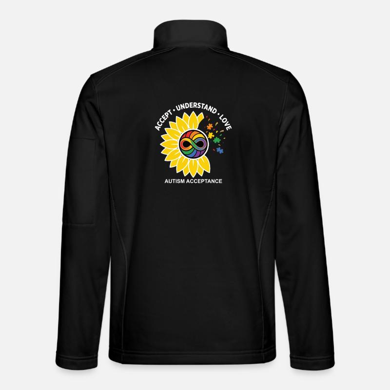 Autism Acceptance Sunflower Icon - Unisex Softshell Jacket - black