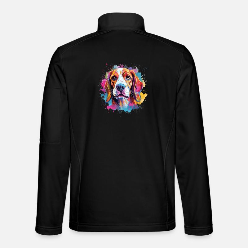 Farbenfroher Hunde-Splash-Art-Beagle - Unisex Softshelljacke - Schwarz