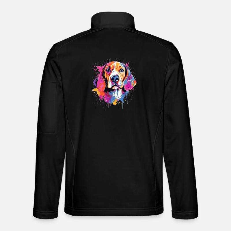 Farbenfrohe Splash-Art-Beagle-Hund Unisex Softshelljacke