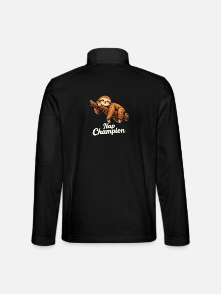 Nap Champion Sloth Shirt Funny Lazy Gift - Unisex Softshelljacke - Schwarz - Hinten