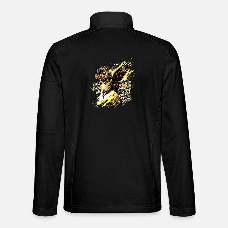 Fly Alone Eagle Quote Art - Unisex Softshell Jacket - black