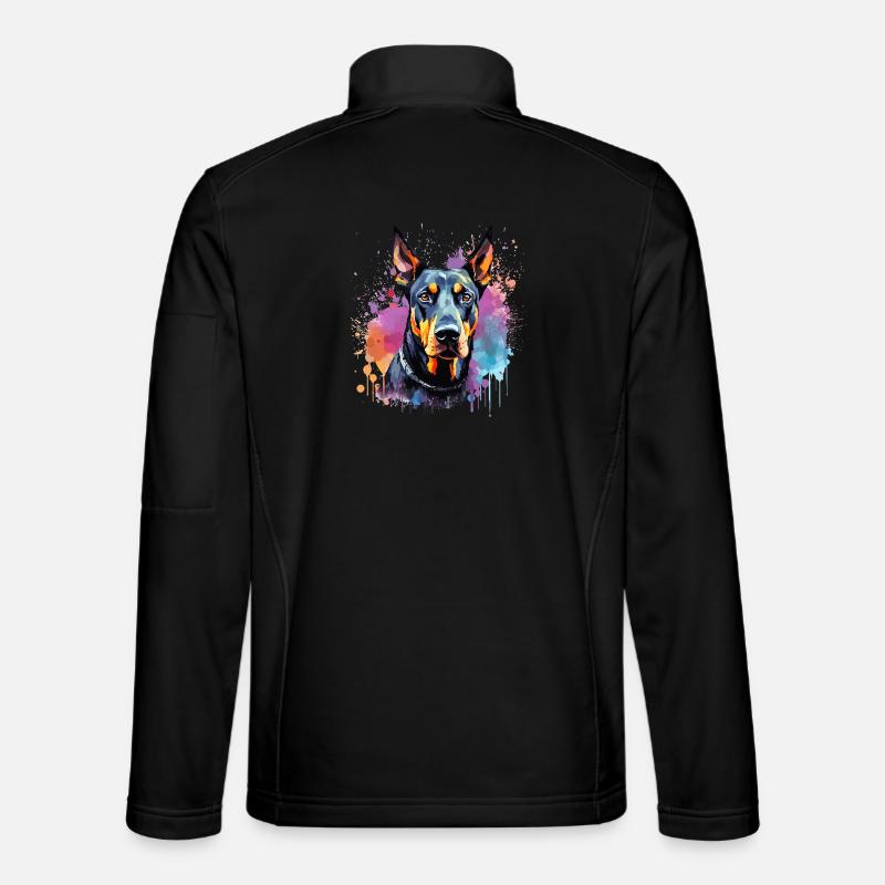 Art éclaboussuré de chien Doberman Pinscher - Veste en tissu softshell Unisexe - noir