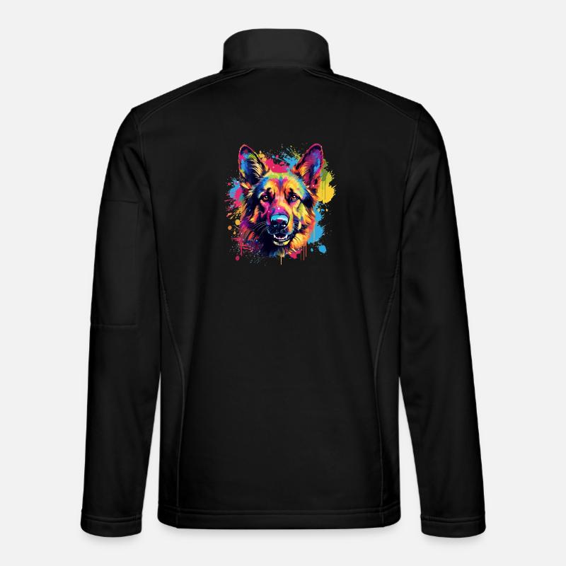 German Shepherd Dog Splash Art Colorful Unisex Softshell Jacket