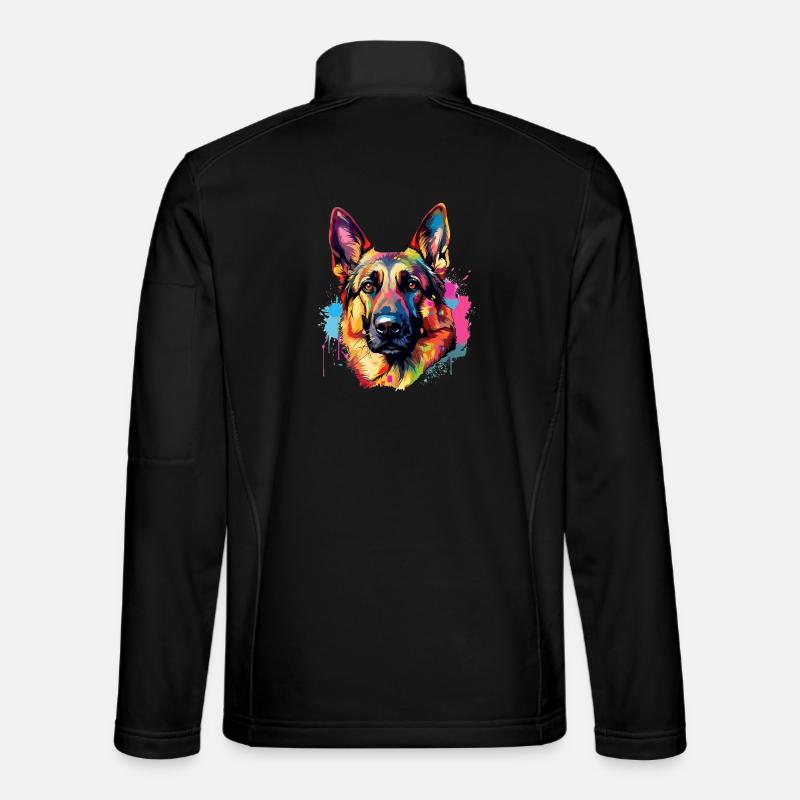 Vivid German Shepherd Splash - Unisex Softshell Jacket - black