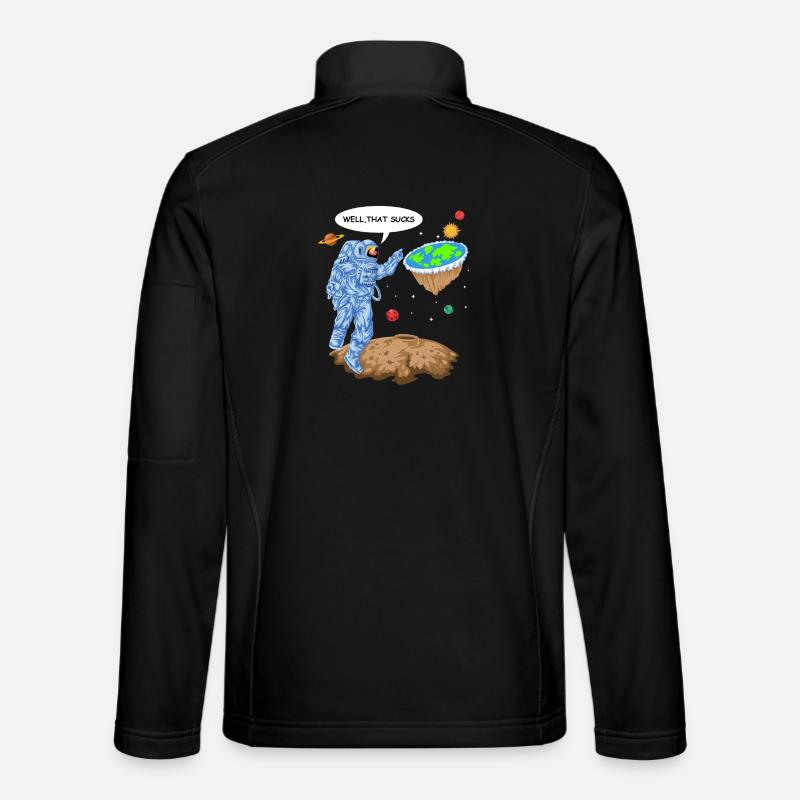 Flach-Erde-Astronauten-Shirt - Unisex Softshelljacke - Schwarz