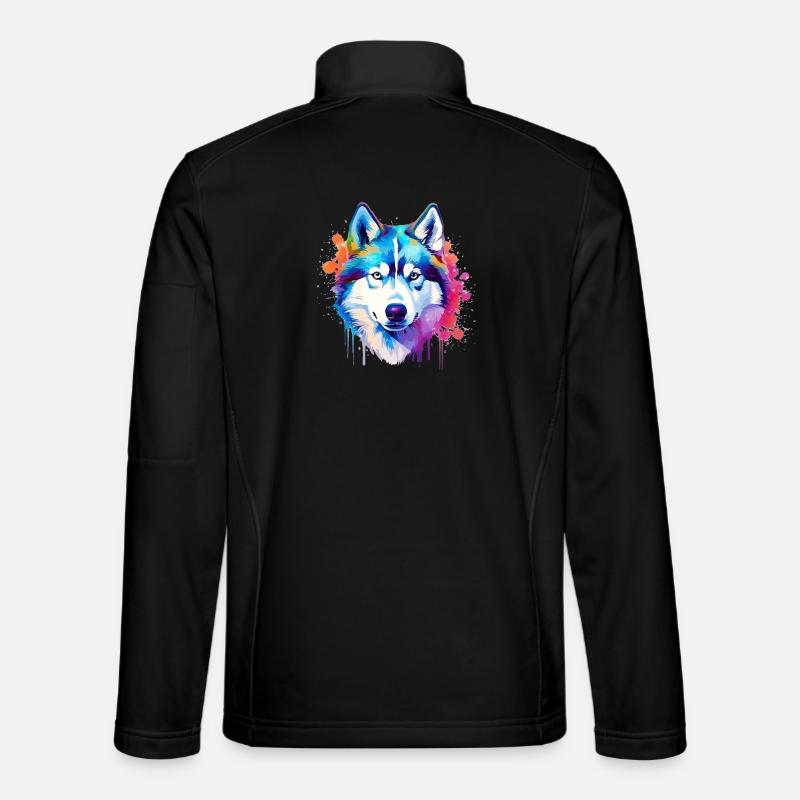 Bunte Husky-Hunde-Splash-Art Unisex Softshelljacke