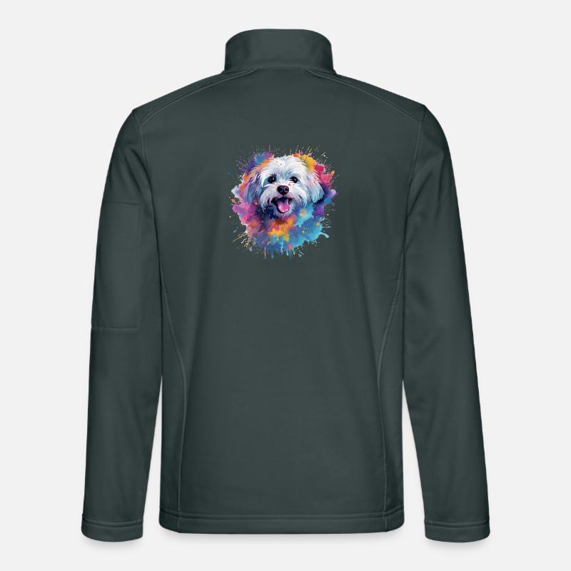 Chien maltis coloré en art éclaboussé Veste en tissu softshell Unisexe