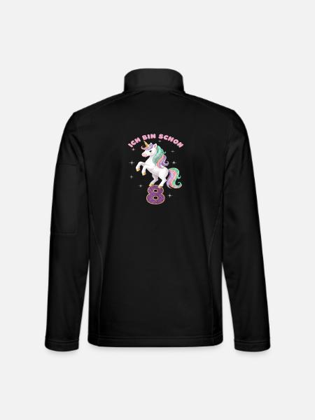 8. Geburtstag Einhorn Mädchen Ich bin schon 8 - Unisex Softshelljacke - Schwarz