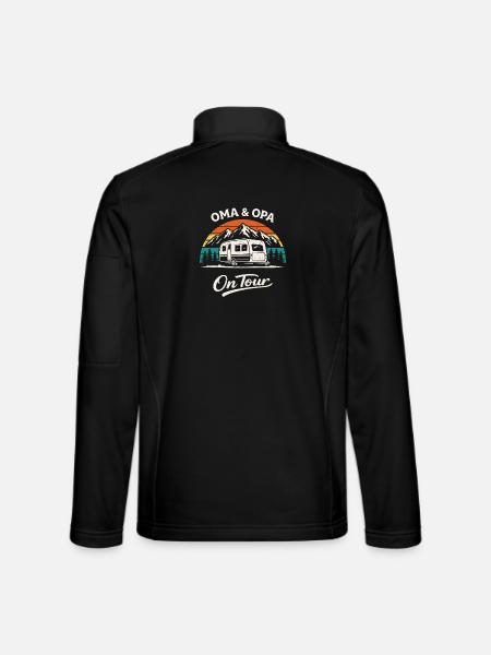 Oma & Opa Op Tour Kampeershirt Caravan - Uniseks softshelljas - zwart