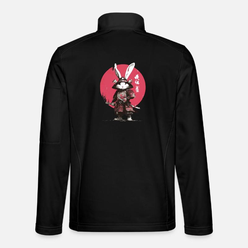 Bunny Samurai in Armor - Unisex Softshell Jacket - black