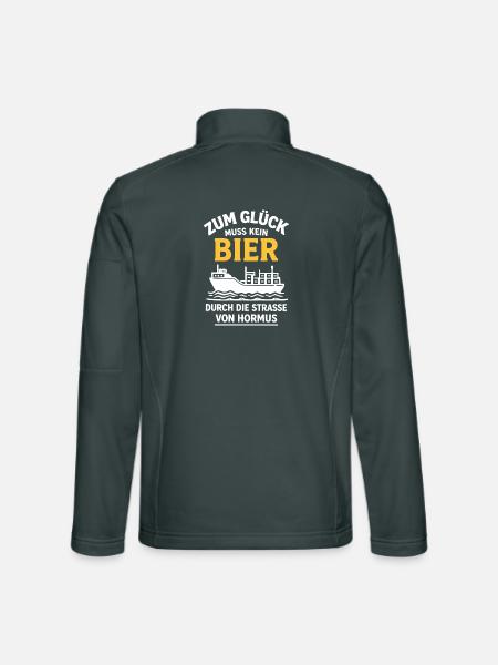 Bier Spruch Schiff  Strasse von Hormus - Unisex Softshelljacke - Dunkelgrau - Hinten