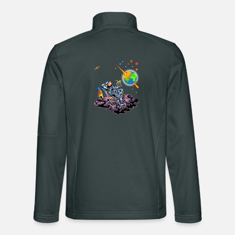 Astronaut Relaxing Earth Exploding Space Humor Art Unisex Softshell Jacket