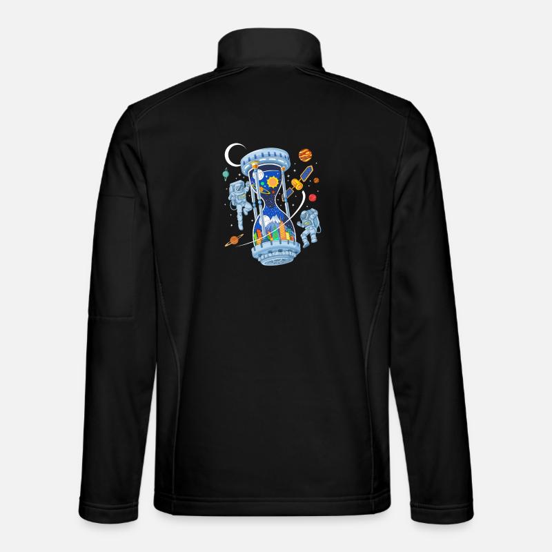 Space Hourglass Astronauts Galaxy Time - Unisex Softshell Jacket - black