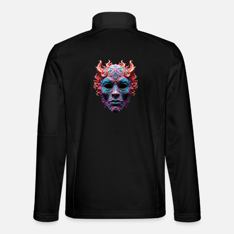 Ornate Fire Demon Mask - Unisex Softshell Jacket - black