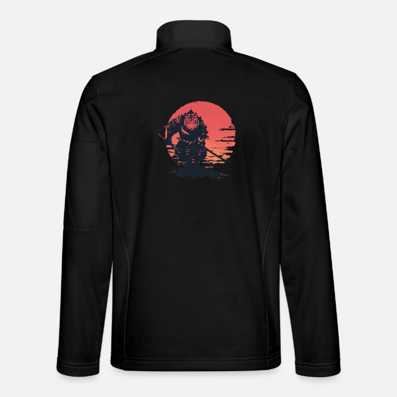 Tiger-Samurai bei Sonnenuntergang - Unisex Softshelljacke - Schwarz