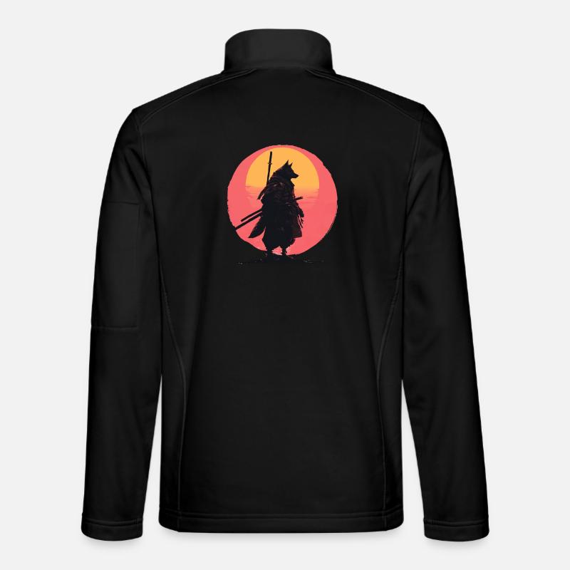 Wolf Sunset Samurai Rider - Unisex Softshell Jacket - black