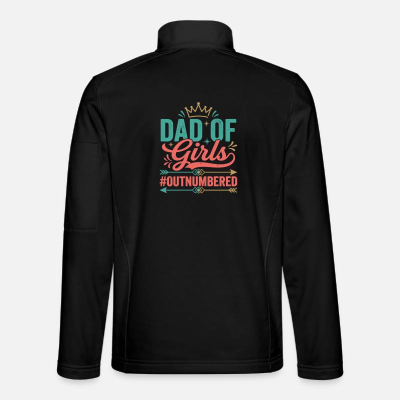 Dad of Girls Outnumbered Dad Daughters - Unisex Softshell Jacket - black