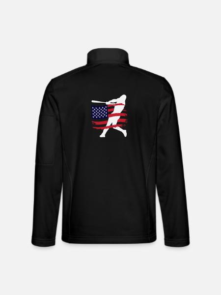 USA Flagge Baseball Spieler Silhouette - Unisex Softshelljacke - Schwarz - Hinten