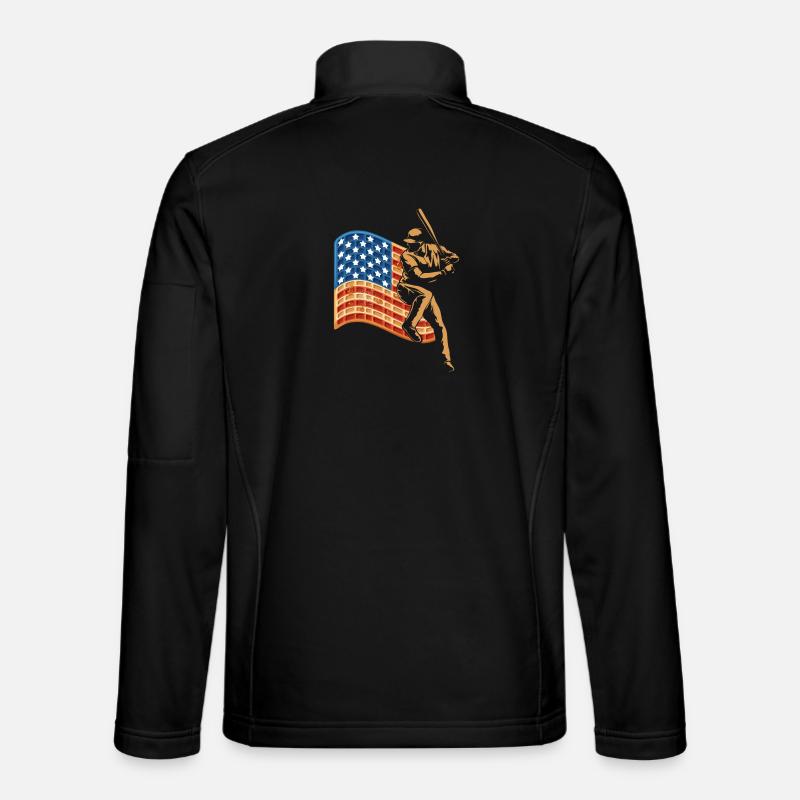 Baseball Player Waffle USA Flag Unisex Softshell Jacket