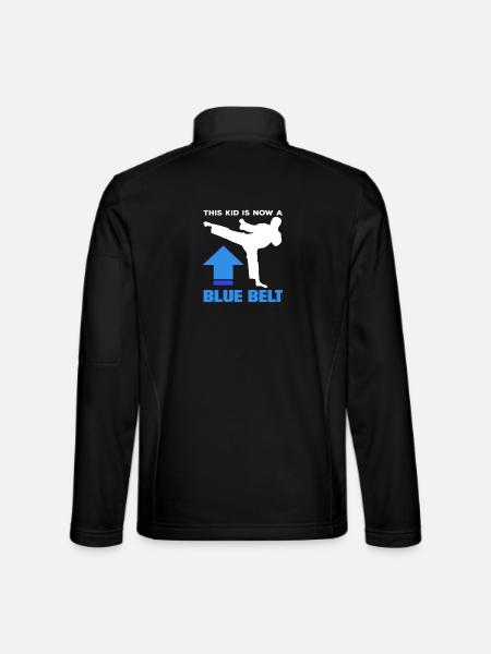 This kid is now blue belt karate - Unisex Softshell Jacket - black - Back