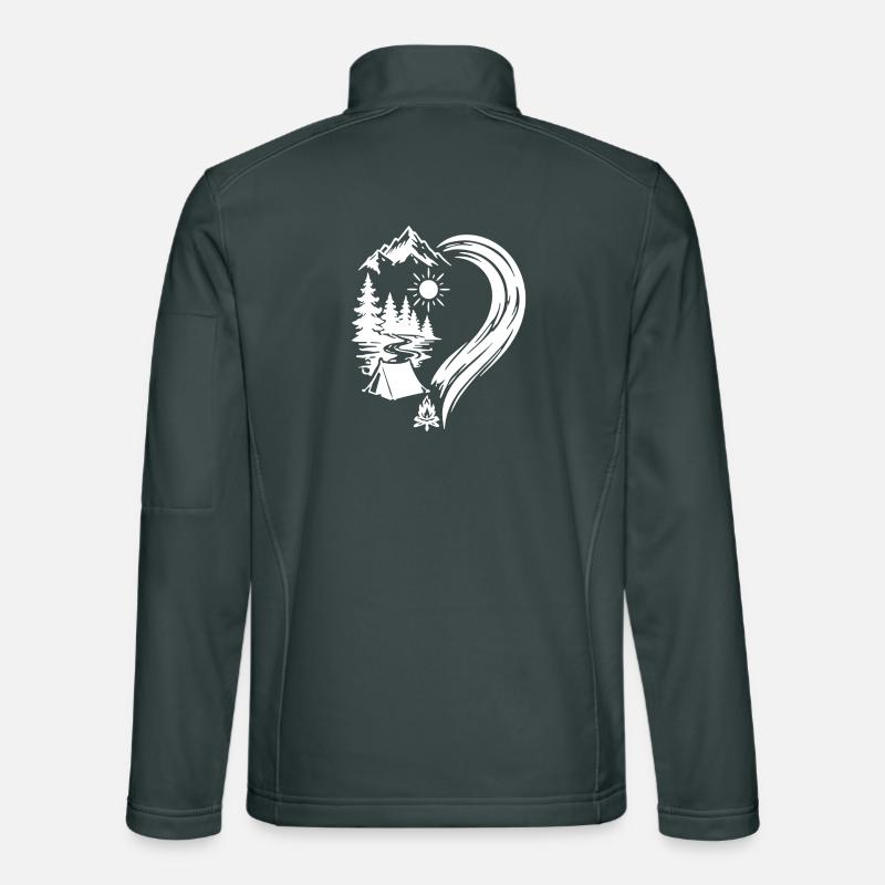 Heart Mountains Camping Nature Adventure Unisex Softshell Jacket