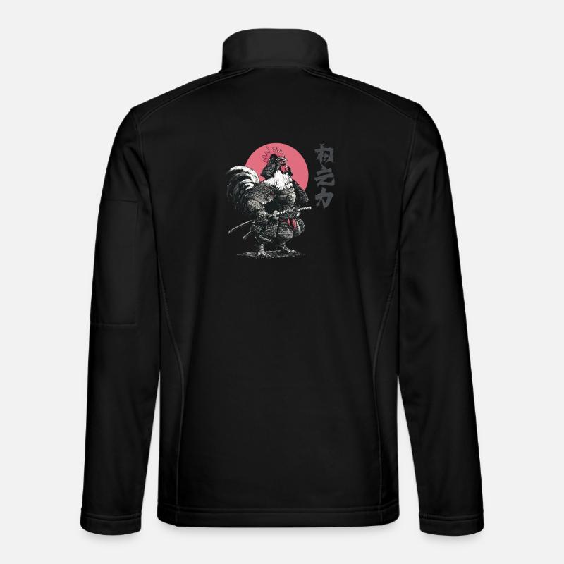 Rooster Samurai Armor Print - Unisex Softshell Jacket - black