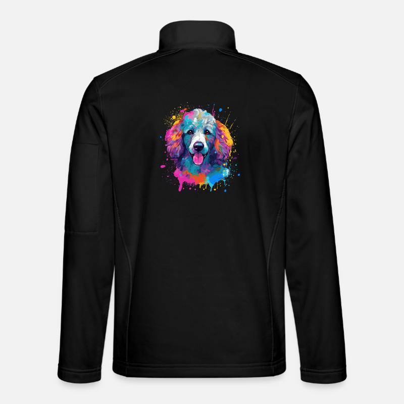 Pudel Splash Art Dog Bunt - Unisex Softshelljacke - Schwarz