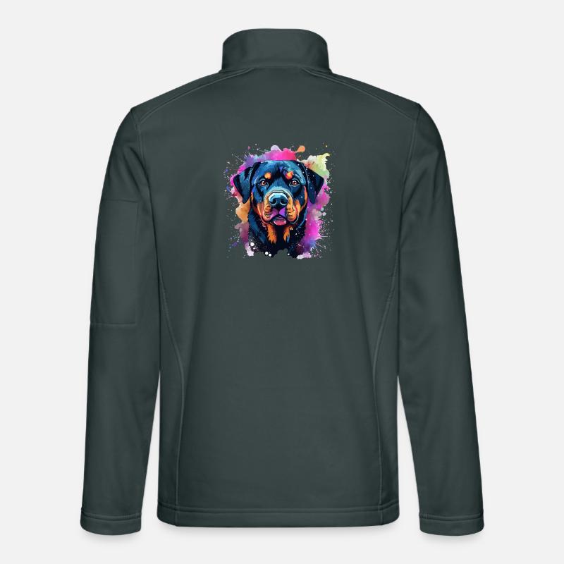 Lebendiger Rottie-Porträt-Spritzer Unisex Softshelljacke
