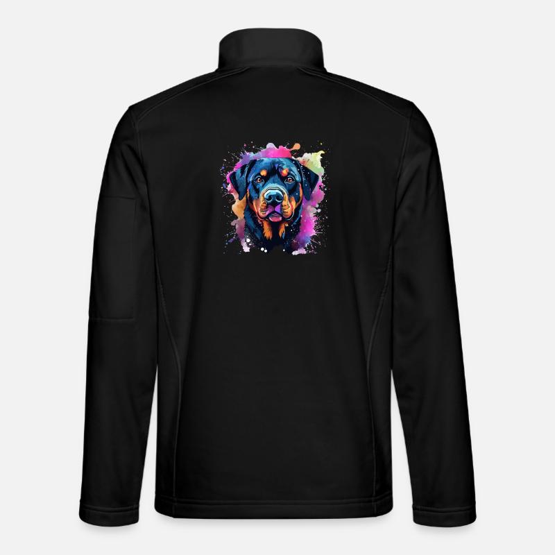 Lebendiger Rottie-Porträt-Spritzer - Unisex Softshelljacke - Schwarz