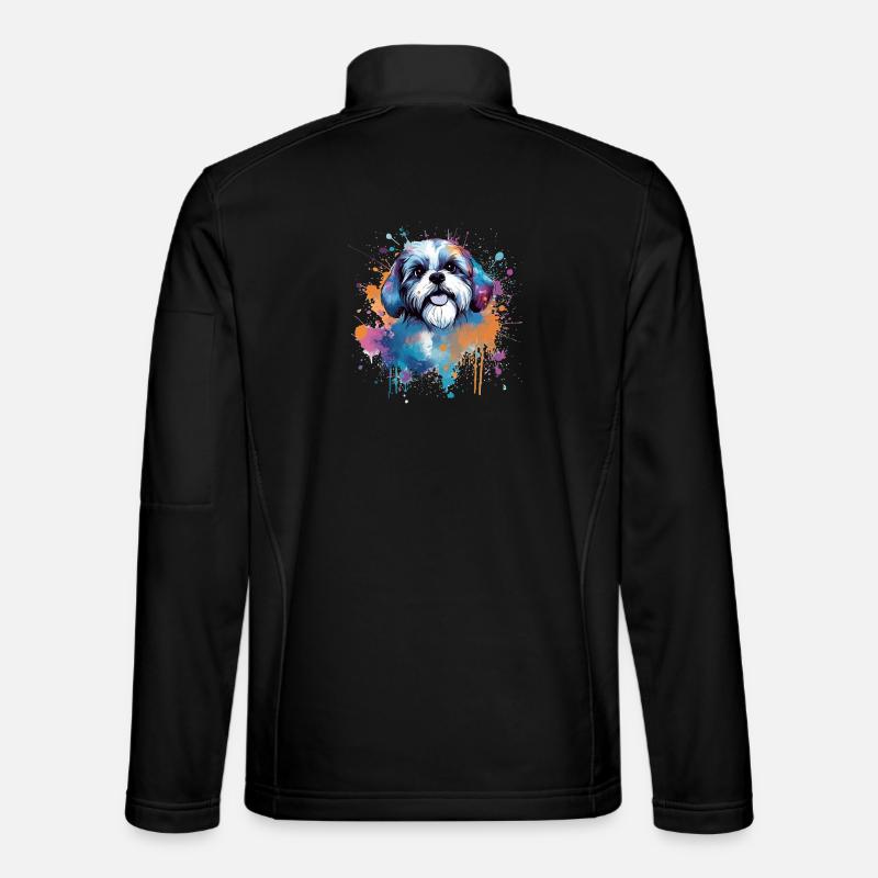 Lebendiger Welpe Splash Shih Tzu - Unisex Softshelljacke - Schwarz