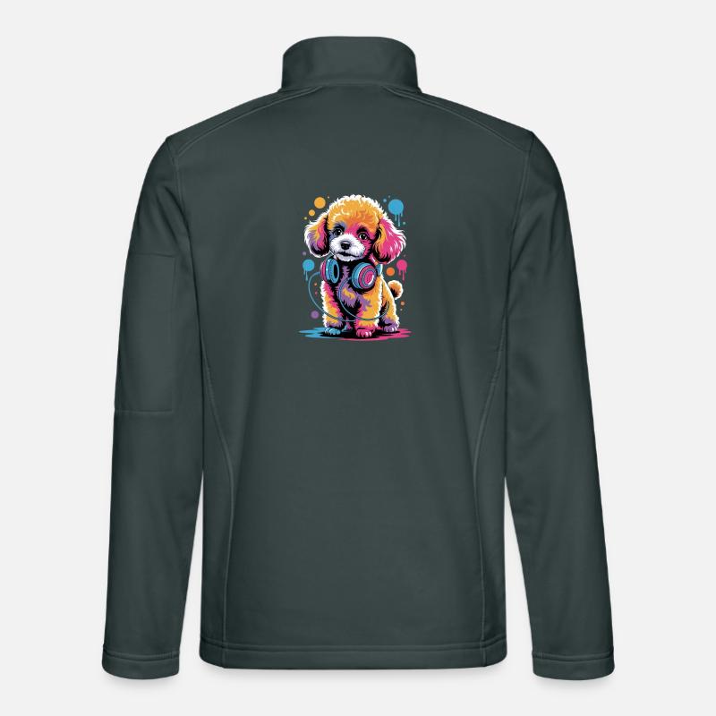 Poodle with headphones Unisex Softshell Jacket