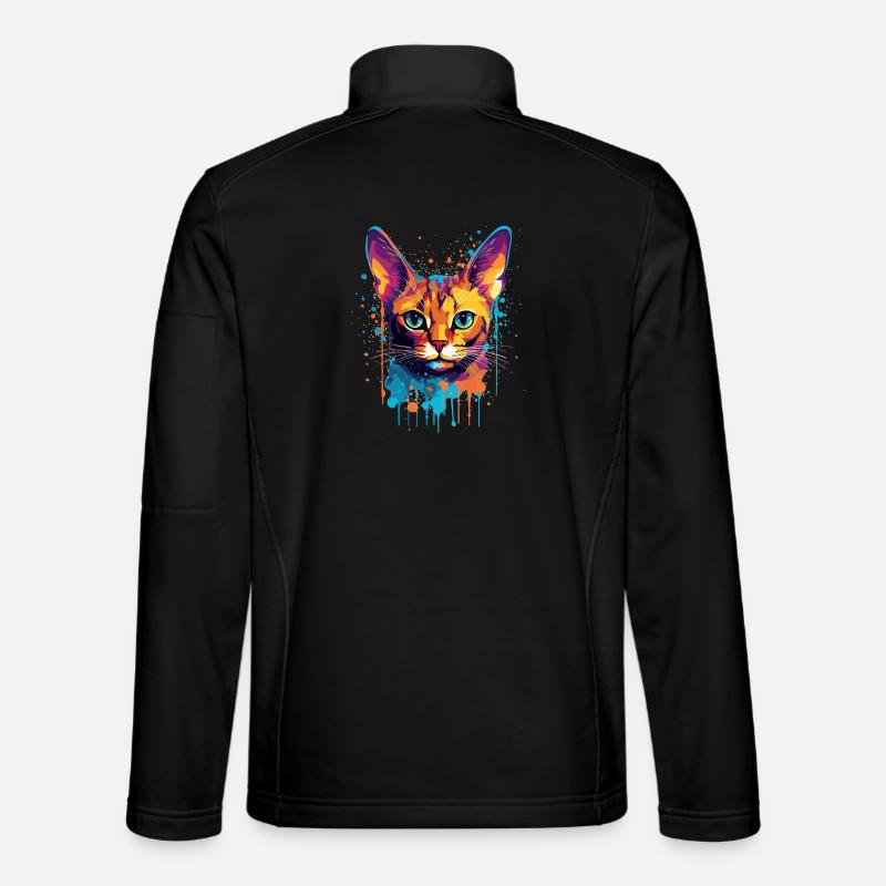 Splash Art coloré Visage de chat abyssin Veste en tissu softshell Unisexe