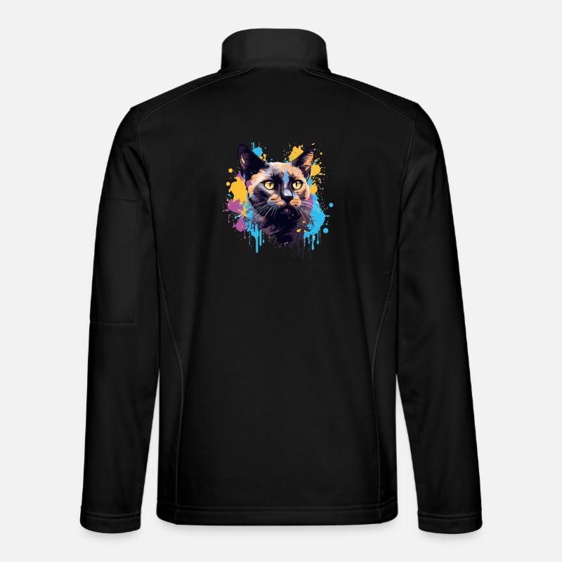 Splash Art Burmesisches Katzengesicht Farblos Unisex Softshelljacke