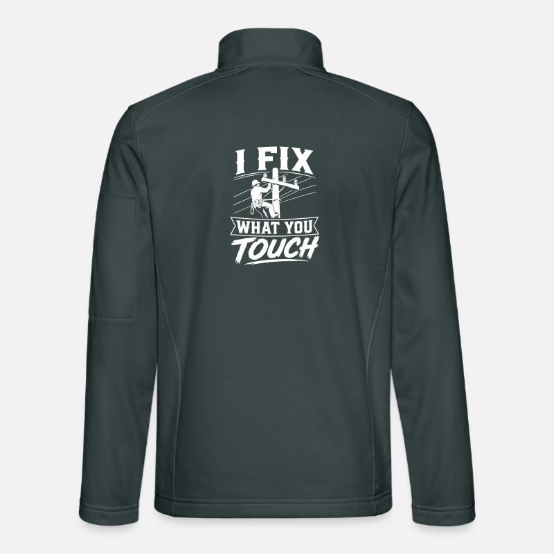 Electrician Dad Cable Power Line Motif Unisex Softshell Jacket