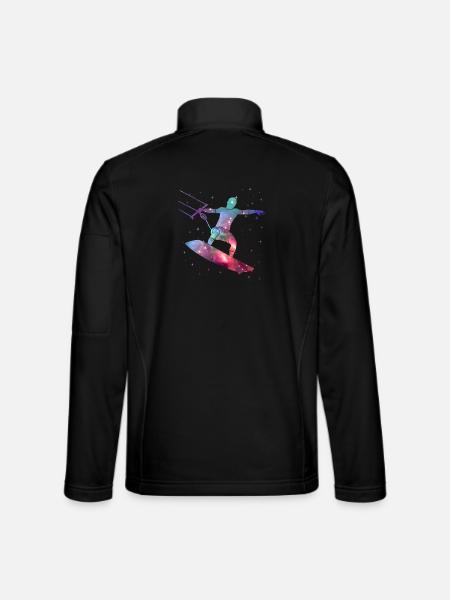 Kite Surfing Kitesurf Weltraum Kinder Kitesurfen - Unisex Softshelljacke - Schwarz - Hinten