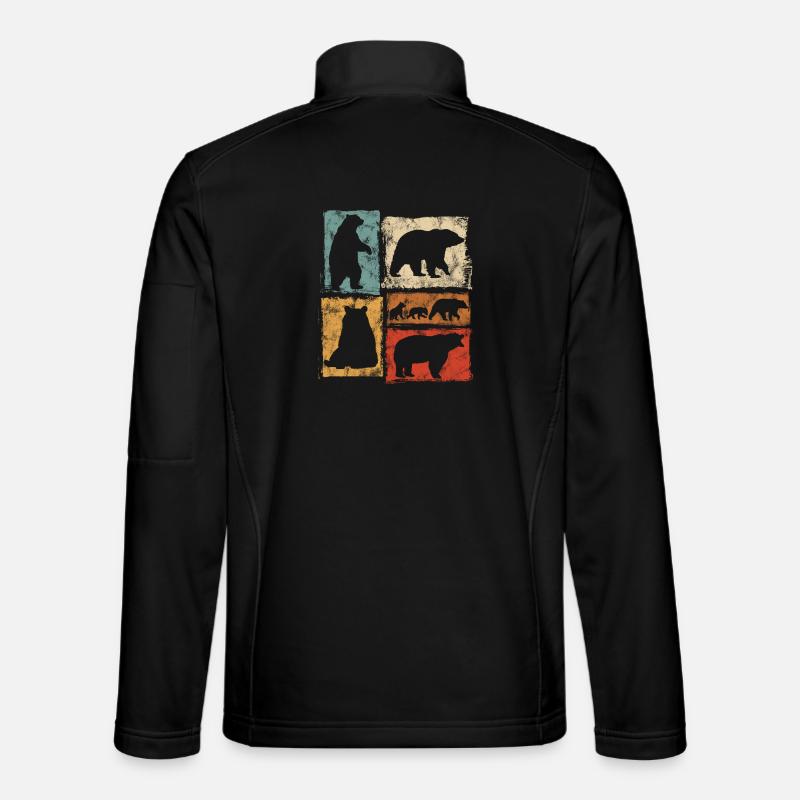 Bären Perspektiven Retro Tierdruck - Unisex Softshelljacke - Schwarz
