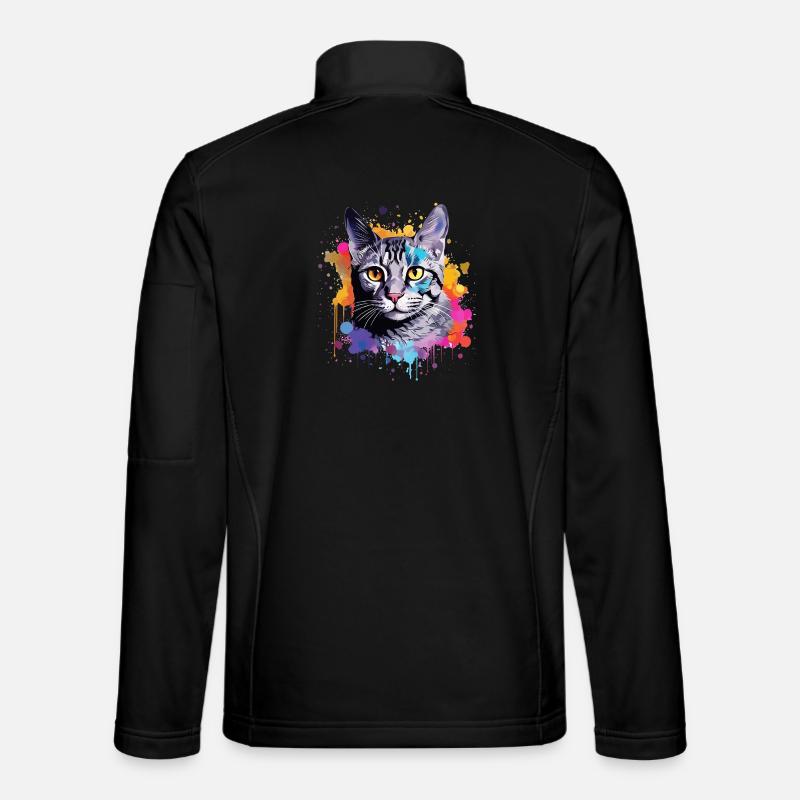 Art éclaboussuré coloré de chat Mau égyptien Veste en tissu softshell Unisexe