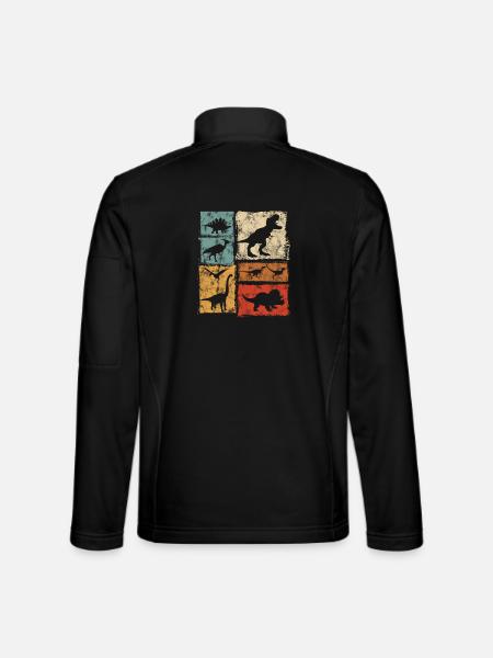 Graphisme de types de dinosaures rétro - Dinos mignons - Veste en tissu softshell Unisexe - noir - Dos