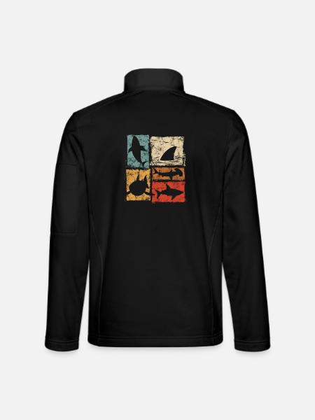 Retro Hai Perspektiven Grafik - Unisex Softshelljacke - Schwarz