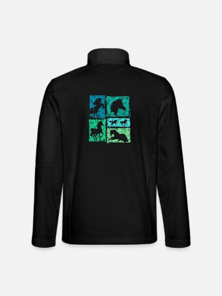 Einhorn in Perspektiven – Retro-Stil Mit Sternen - Unisex Softshelljacke - Schwarz - Hinten