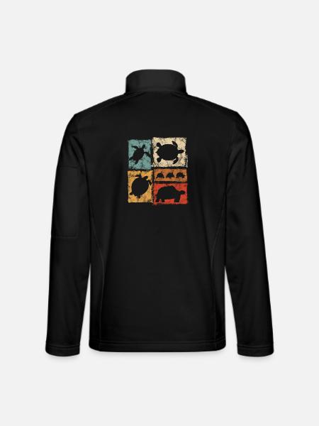 Schildkröten in Perspektive Vintage Druck - Unisex Softshelljacke - Schwarz - Hinten