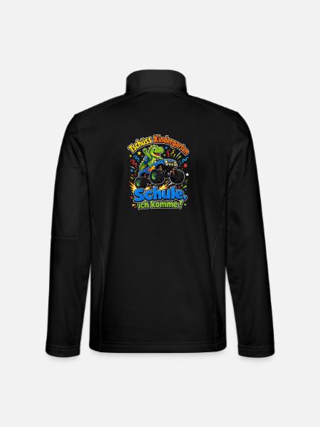 Tschuess Kindergarten Schule Ich Komme Dino Truck  - Unisex Softshelljacke - Schwarz - Hinten