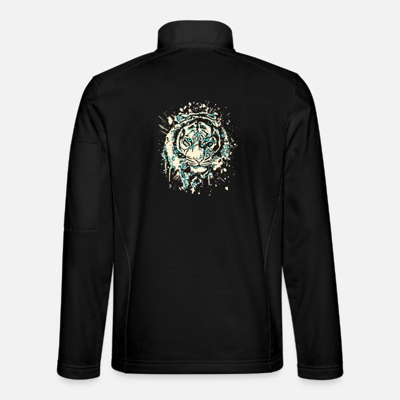 Tiger Chat - Vintage Grunge - Oeil de chat Bleu Veste en tissu softshell Unisexe