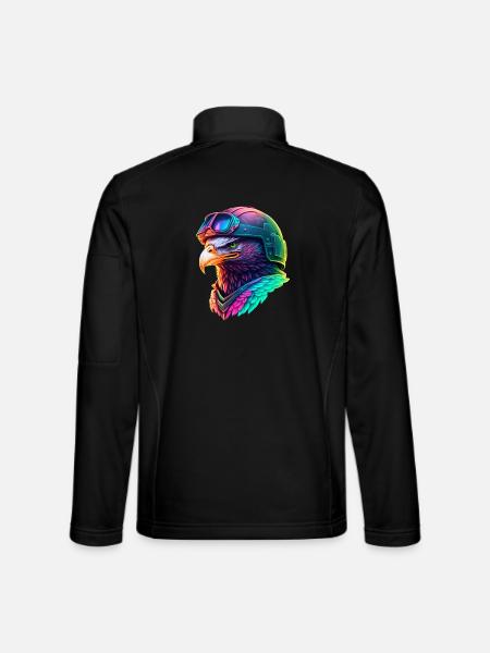 Aigle Néon en Casque Techwear - Veste en tissu softshell Unisexe - noir