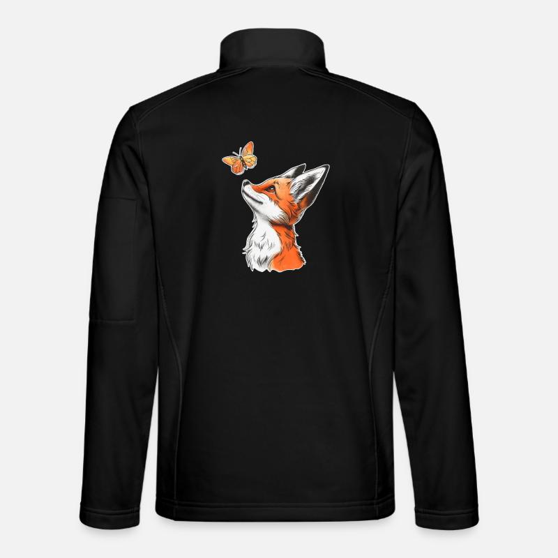 Fox with Butterfly - Unisex Softshell Jacket - black