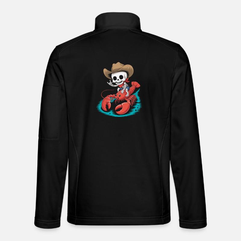 Skeleton cowboy rides lobster - Unisex Softshell Jacket - black